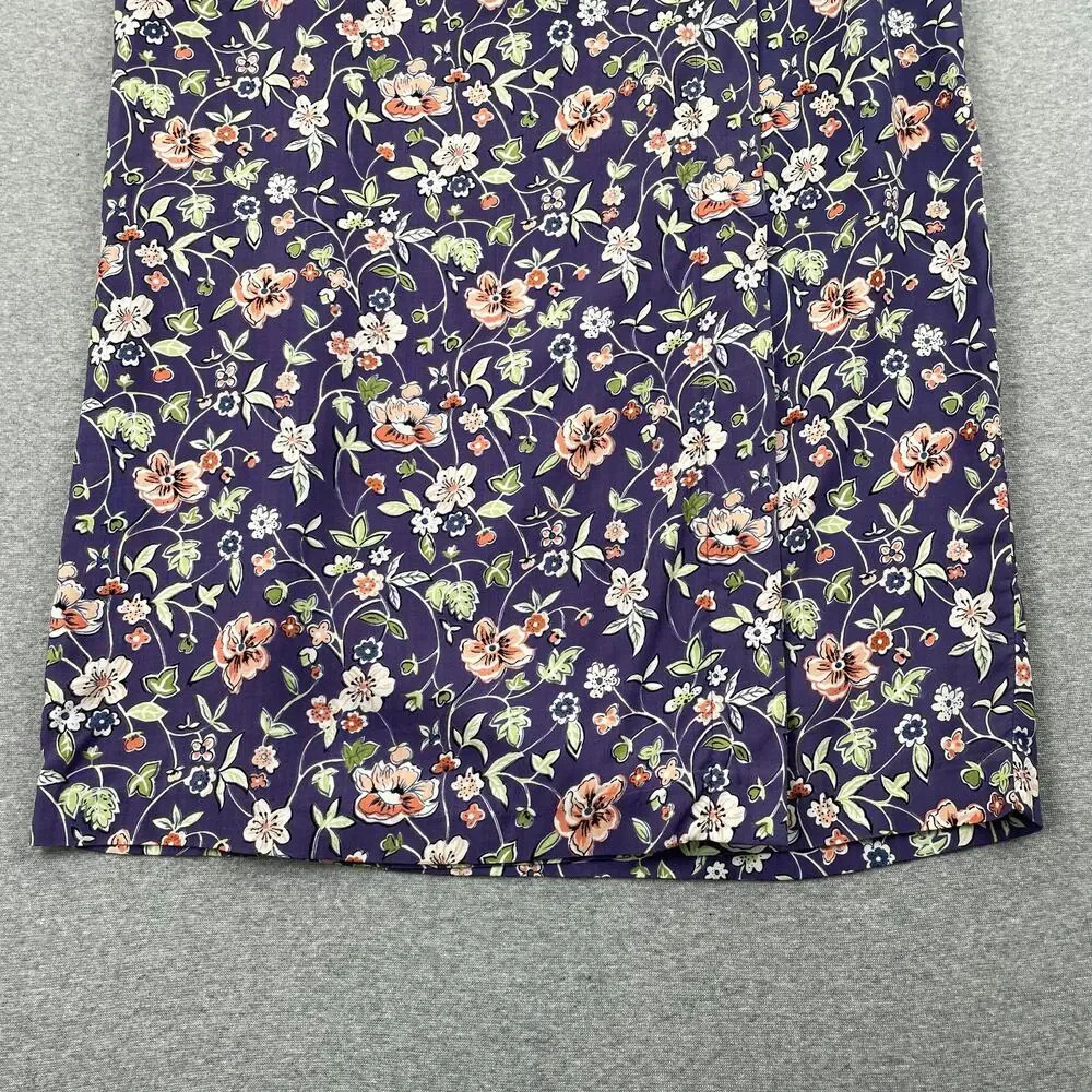 90s VTG Paul Harris Design Floral Maxi Skirt Size L Purple Wrap Front Fairycore